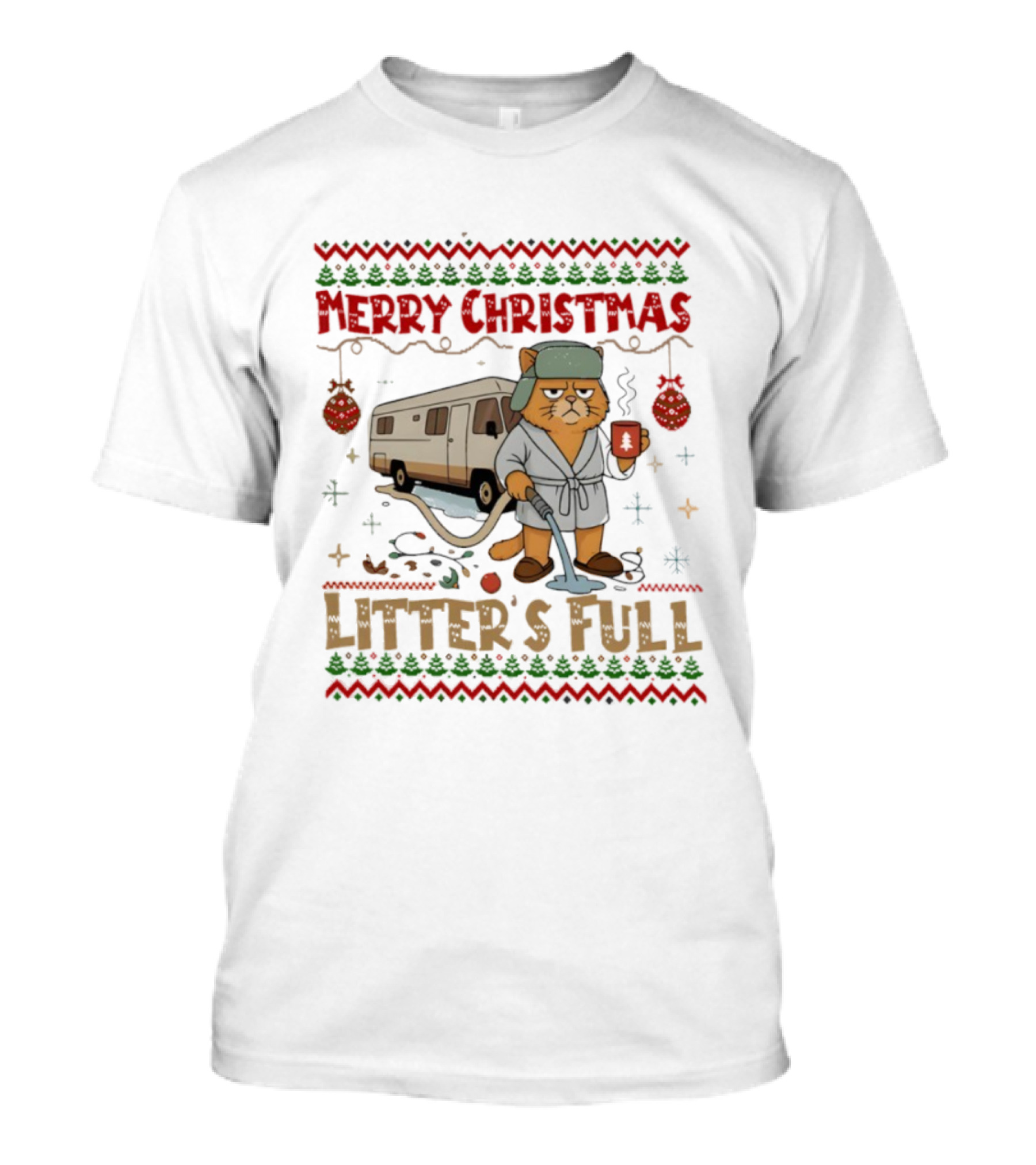 Merry Christmas Vintage Litter’s Full Cat Holiday Humor T-Shirt
