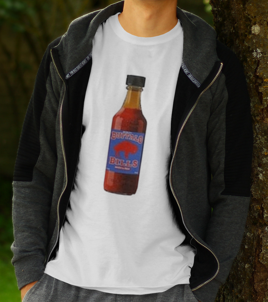 Buffalo Bills Wing Sauce Hot Bottle Blue Red Buffalo Icon T-Shirt