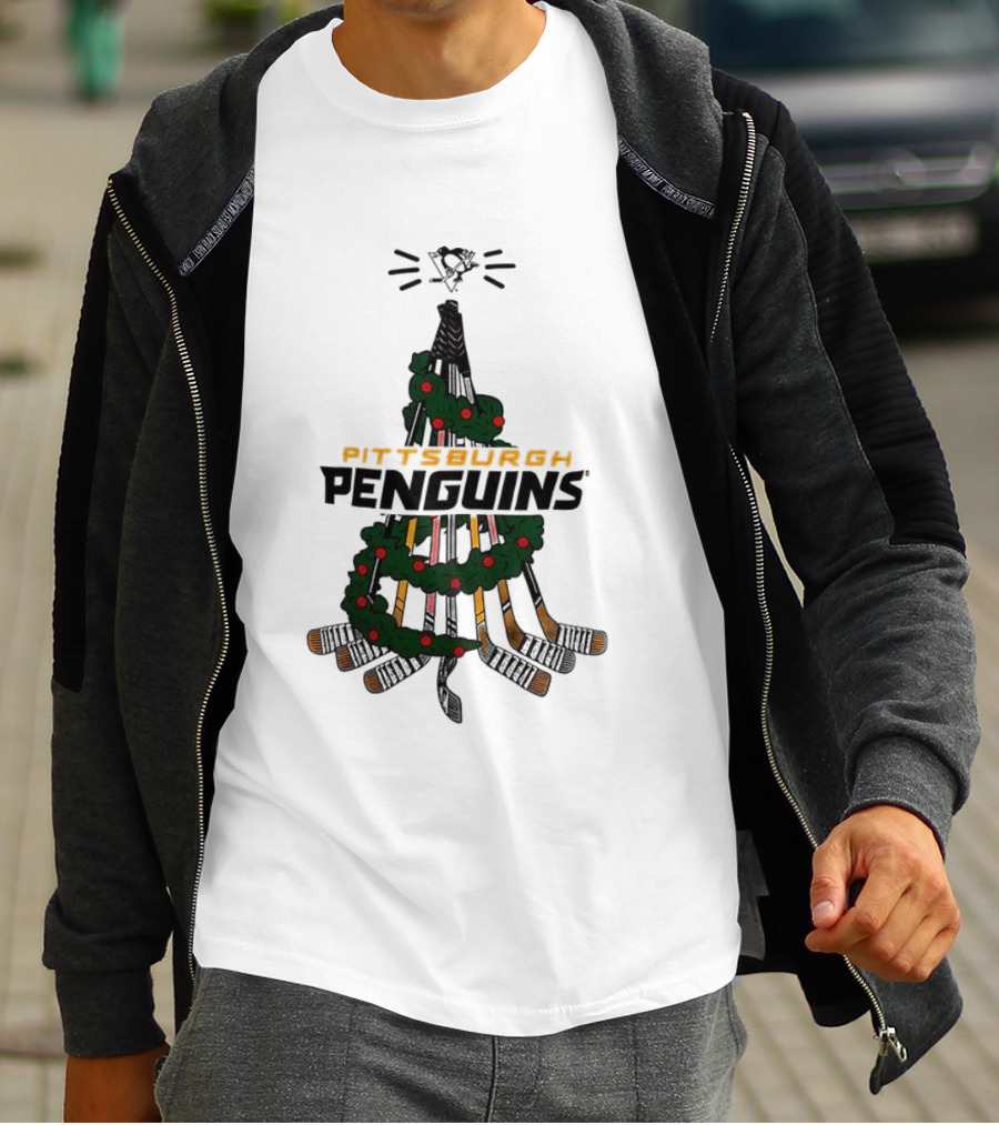 Pittsburgh Penguins Stickmas Holiday Christmas Tree NHL Hockey Team Christmas T-Shirt