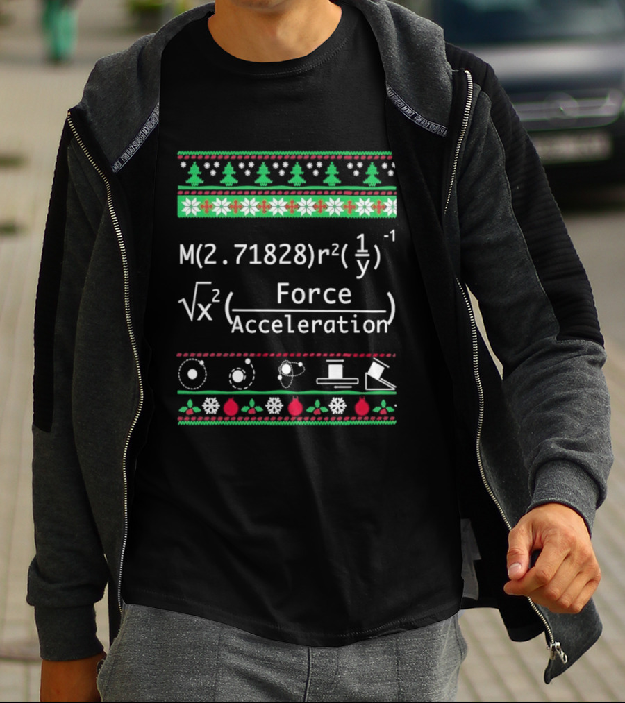 Math Physics Formula Equation Christmas Trees Snowflakes Flowers T-Shirt