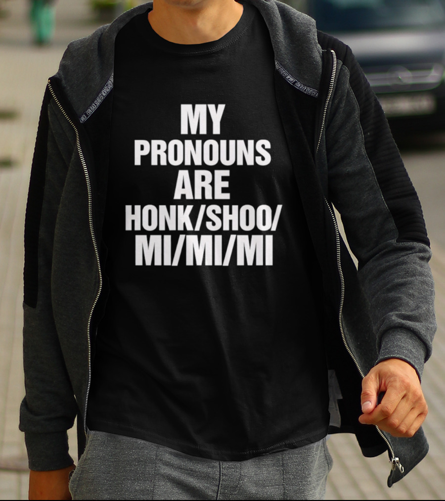 My Pronouns Are Honk Shoo Mi Mi Mi Sleep Sounds Humor T-Shirt