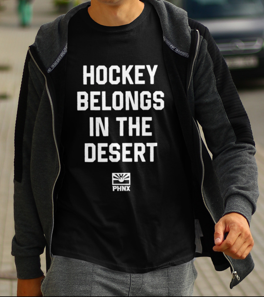 PHNX Hockey Belongs In The Desert Sun Emblem T-Shirt