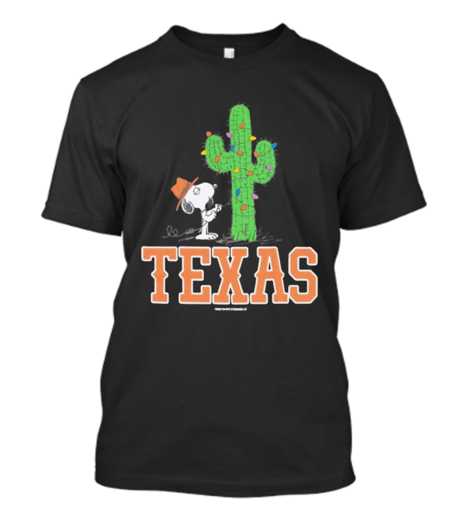 Snoopy Cactus Holiday Christmas Lights Texas T-Shirt