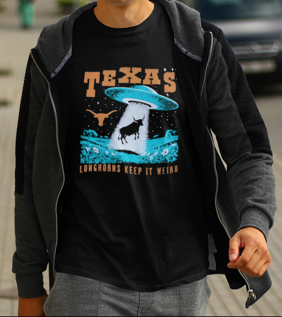 Texas Longhorns Keep It Weird UFO And Cactus Scene T-Shirt