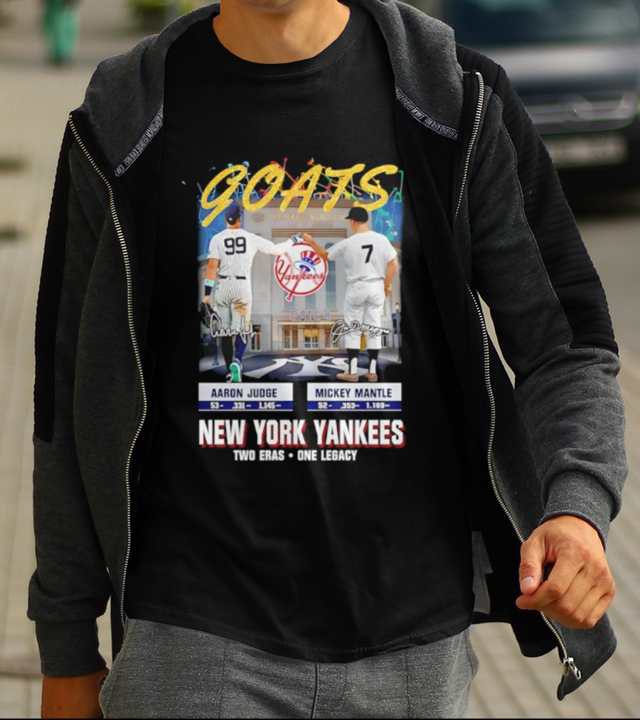 GOATS Aaron Judge X Mickey Mantle New York Yankees Two Eras One Legacy T-Shirt