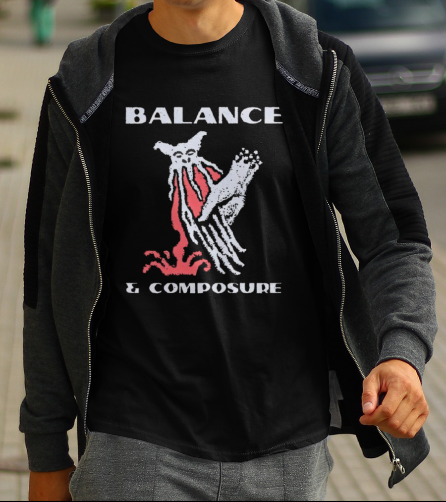 Balance And Composure Wyis Graphic Red White Owl Design T-Shirt