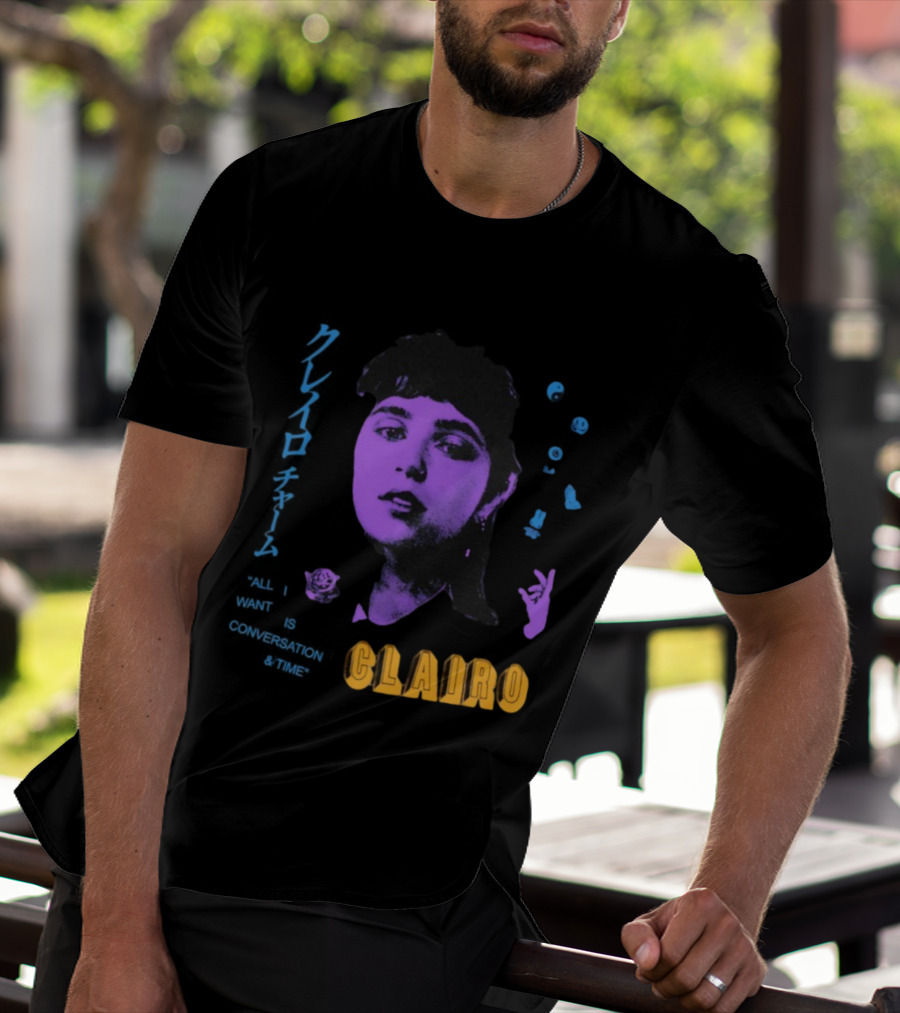 Clairo All I Want Is Conversation And Time Retro Style Portrait With Roses T-Shirt