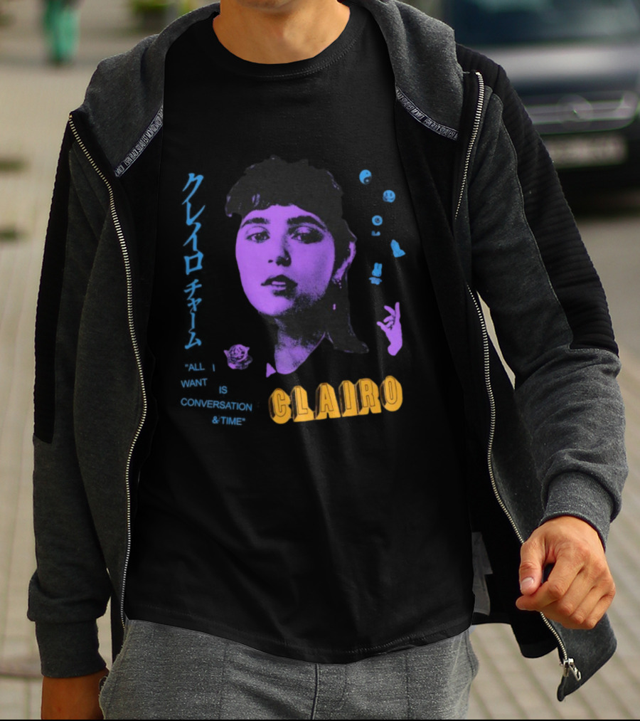 Clairo All I Want Is Conversation And Time Retro Style Portrait With Roses T-Shirt