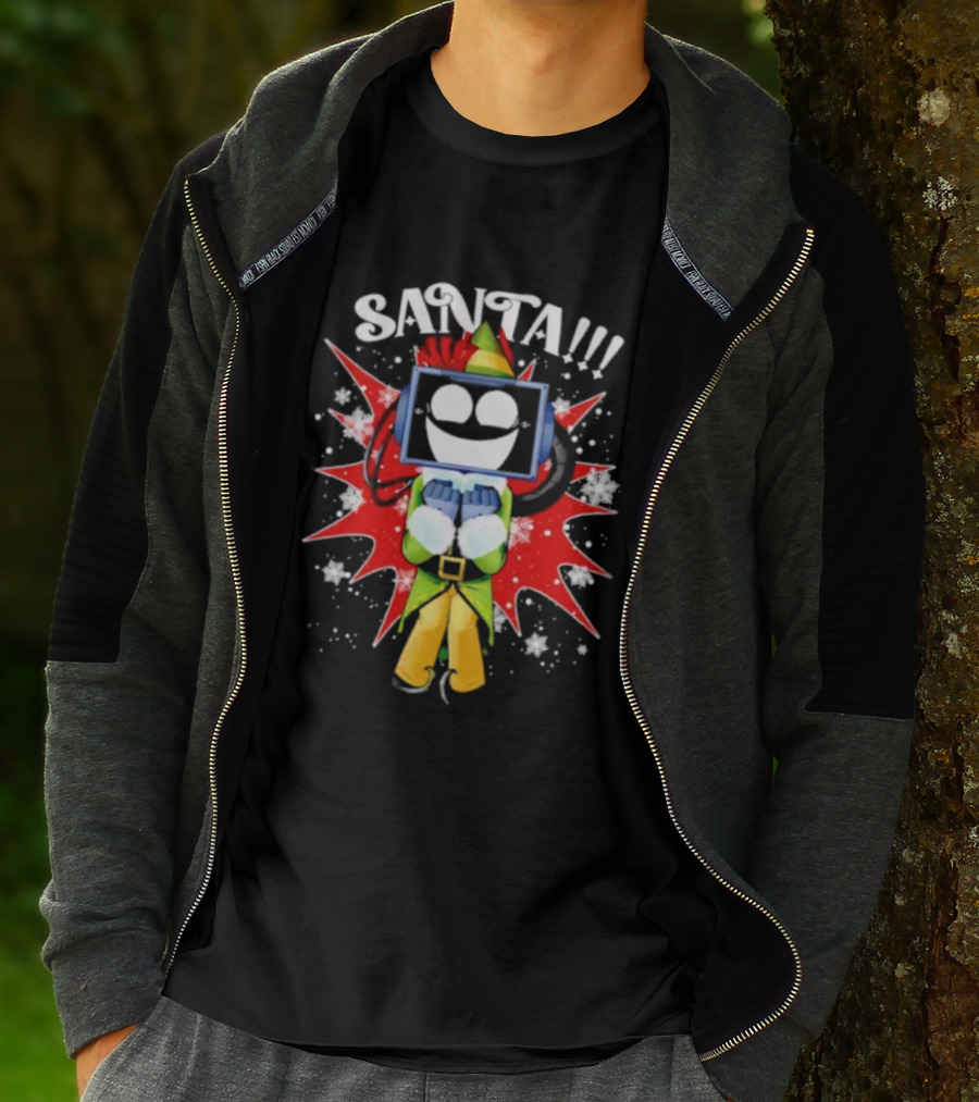 Fixt Store Merch Buddy The Fixtbot Santa Robot Explosion Black T-Shirt