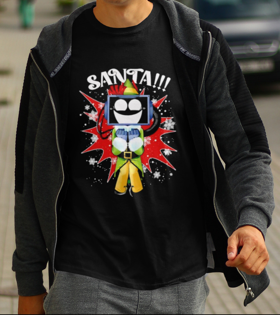 Fixt Store Merch Buddy The Fixtbot Santa Robot Explosion Black T-Shirt