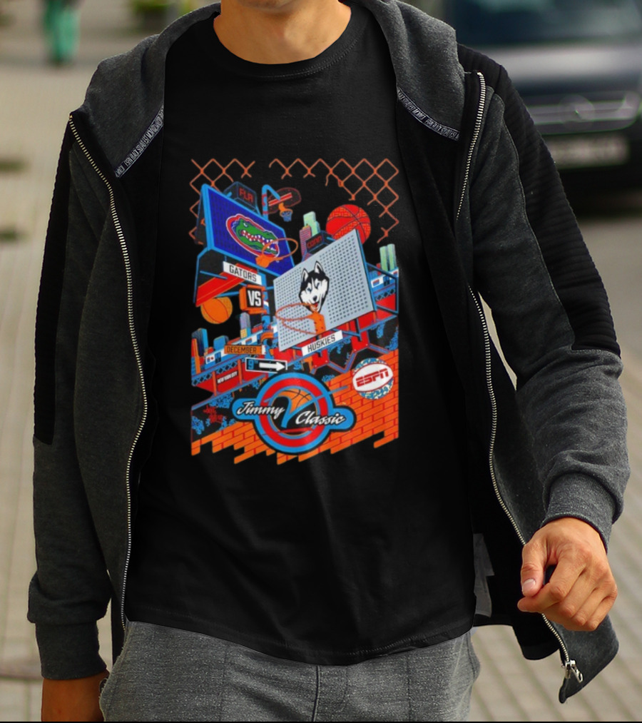 Florida Gators Vs UConn Huskies Jimmy V Classic December 9 ESPN Basketball Event T-Shirt