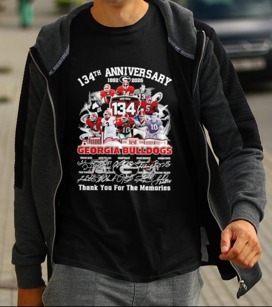 Georgia Bulldogs 134th Anniversary All Players Signatures Thank You For The Memories T-Shirt