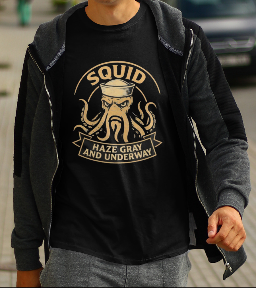 Squid Haze Gray And Underway Navy Sailor Octopus T-Shirt