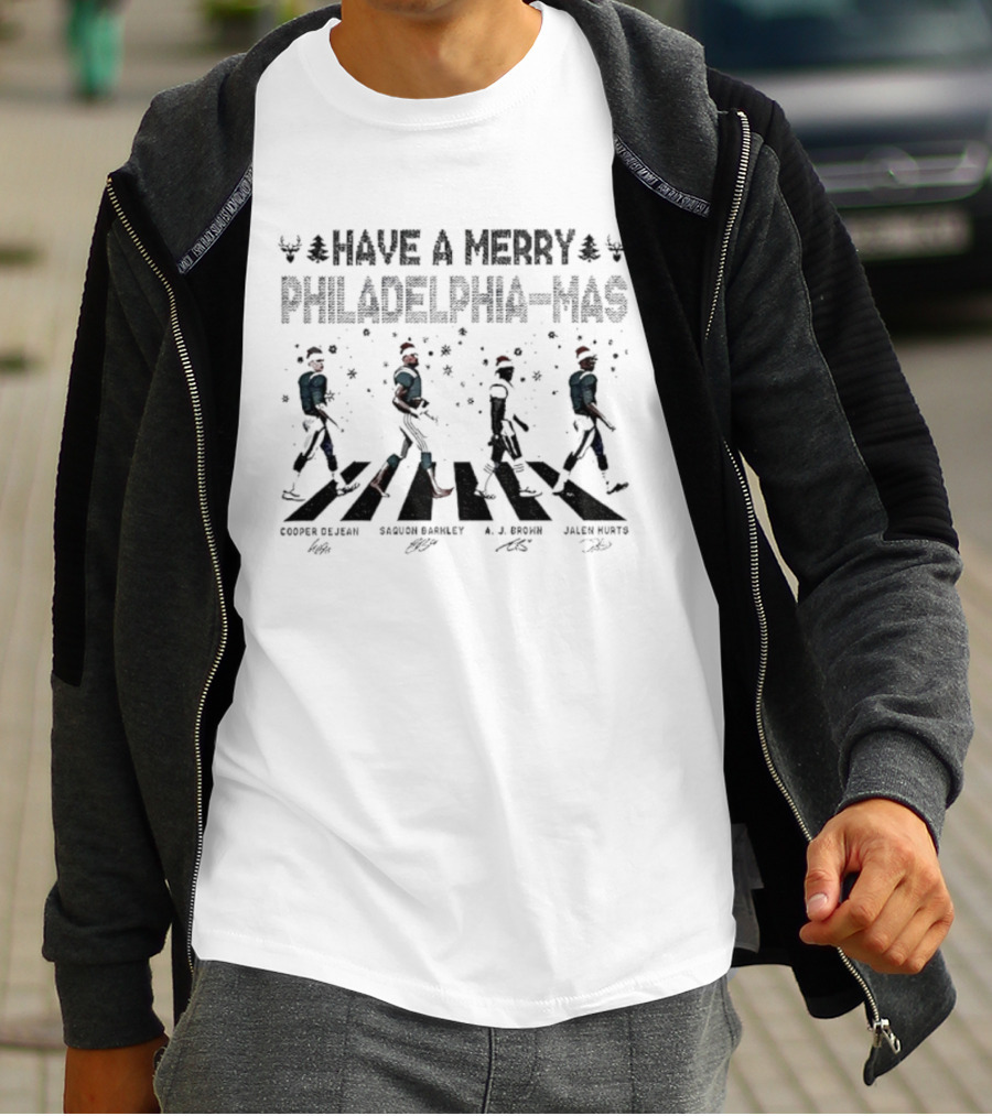 Have A Merry Philadelphia Eagles Mas Christmas Abbey Road Baseball Players Snowflakes T-Shirt
