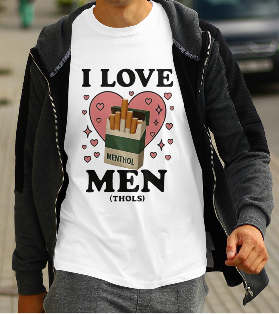 I Love Menthol Cigarettes Heart Design T-Shirt