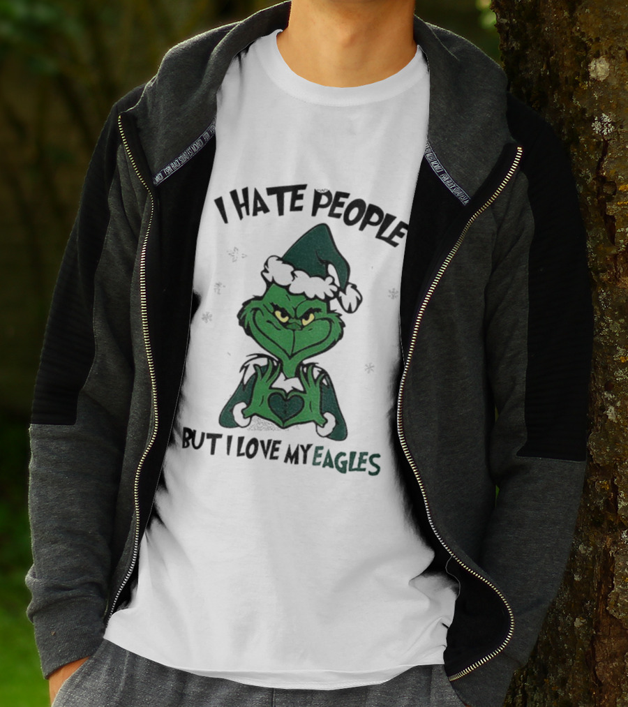 Philadelphia Football Grinch I Hate People But I Love My Eagles Christmas T-Shirt