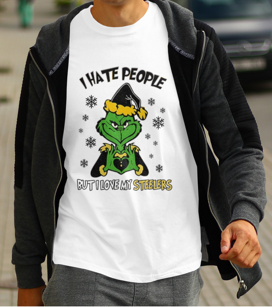 Pittsburgh Steelers Grinch I Hate People But I Love My Steelers Christmas T-Shirt