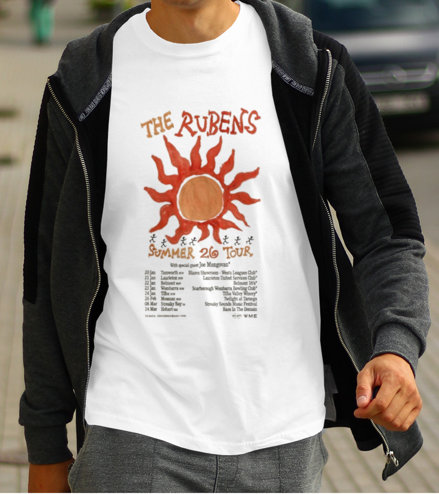 The Rubens Summer Tour 2026 Sunburst Dates And Locations T-Shirt