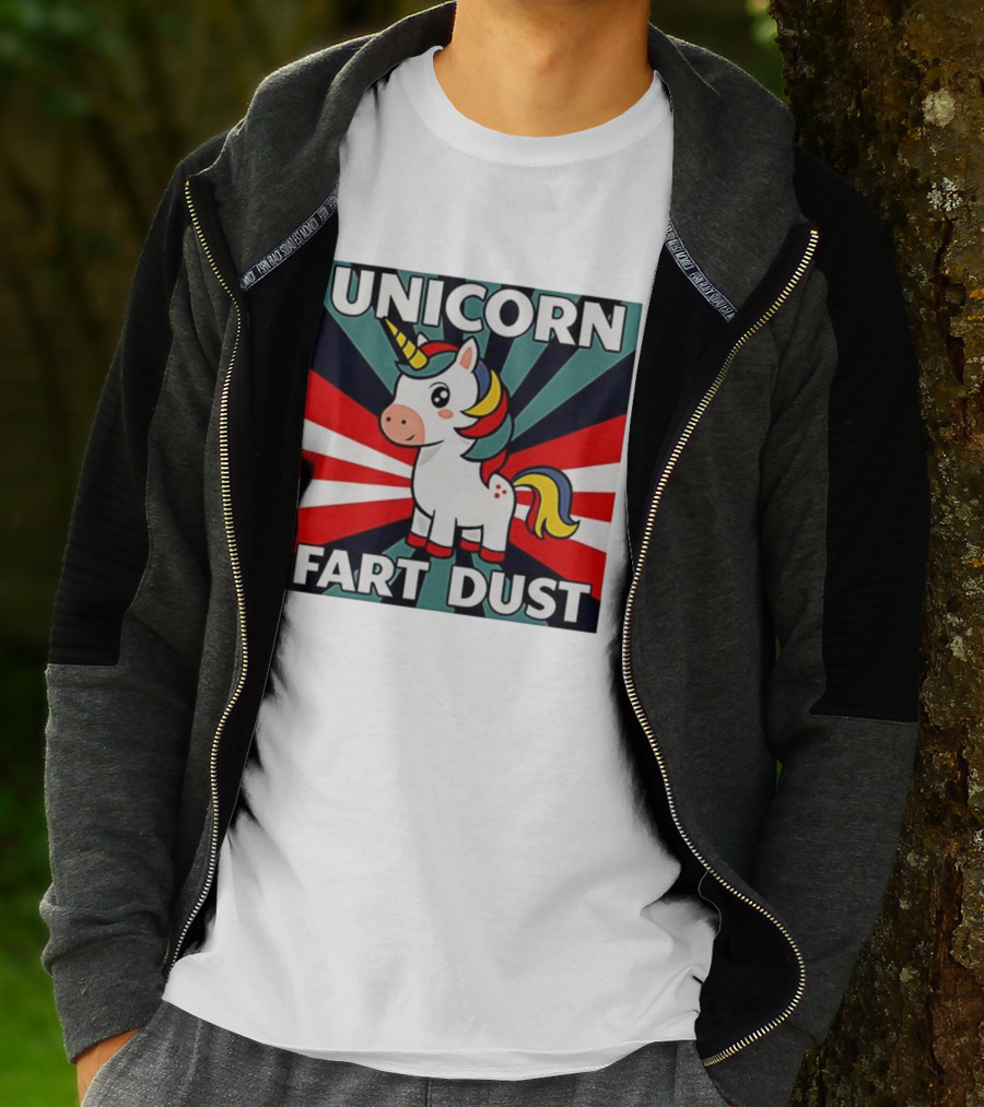 Unicorn Fart Dust Cartoon Colorful Cute Design T-Shirt