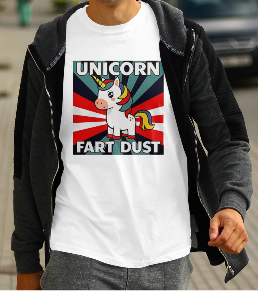 Unicorn Fart Dust Cartoon Colorful Cute Design T-Shirt
