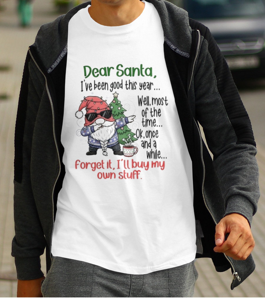 Gnome Dear Santa I’ve Been Good This Year Well Most Of The Time Ok Once And A While Forget It I’ll Buy My Own Stuff Christmas T-Shirt