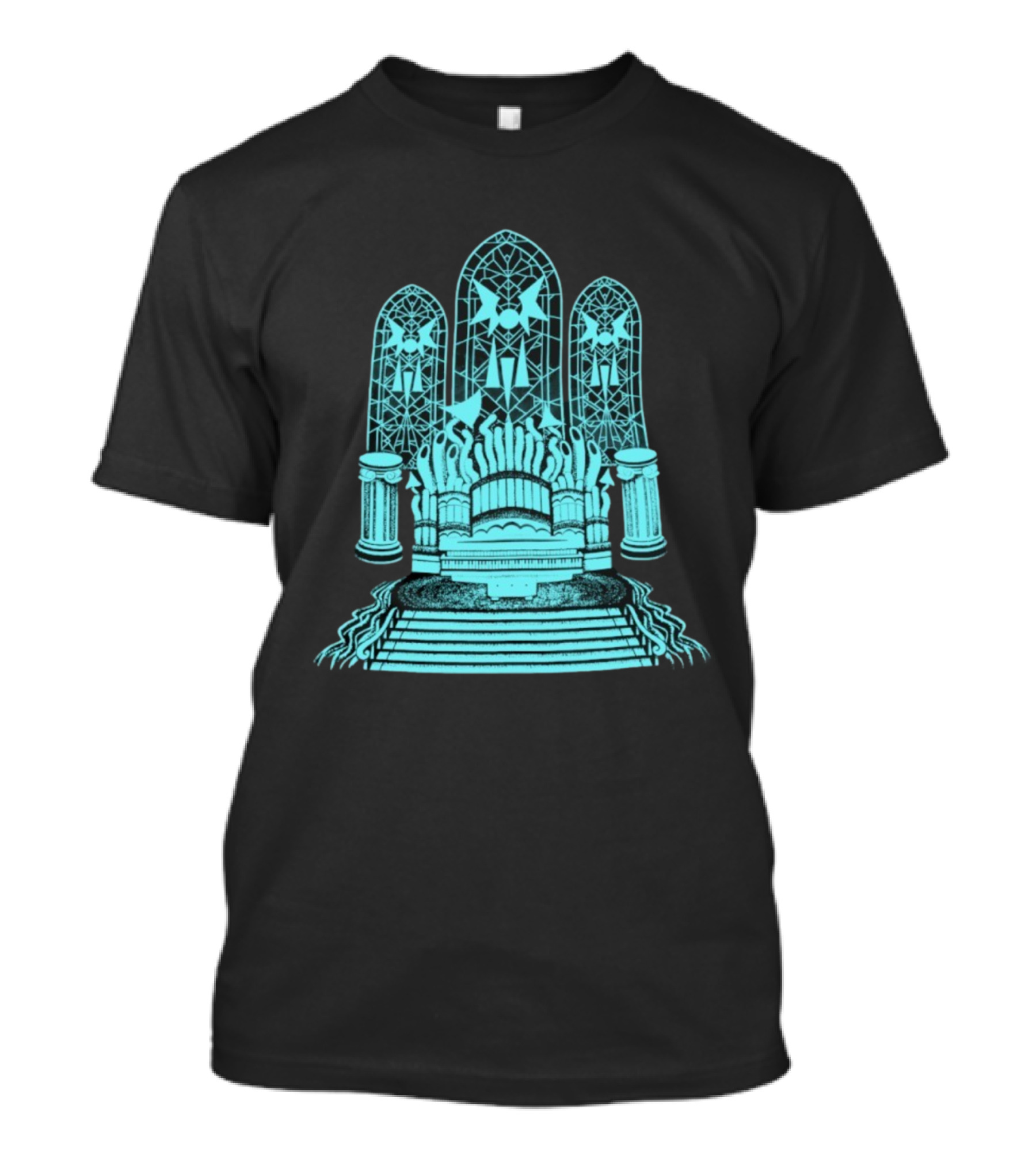 Stained Glass Organ Throne With Gothic Cathedral Window Arches T-Shirt