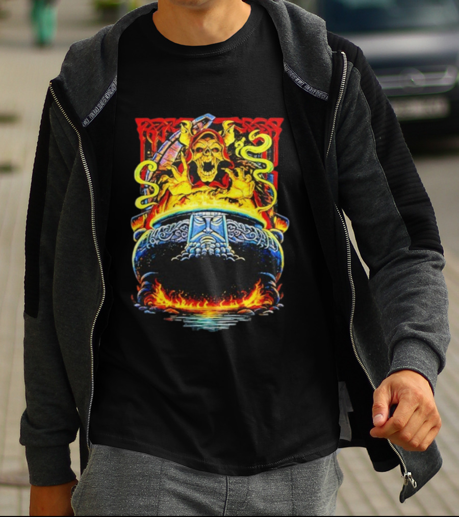 Horned King The Black Cauldron Villain Skull Flames T-Shirt