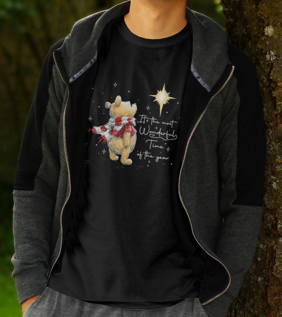 It's The Most Wonderful Time Of The Year Christmas Winnie The Pooh Star And Scarf T-Shirt