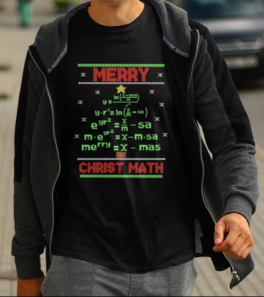 Merry Math Equations Christmas Tree Christ Math T-Shirt