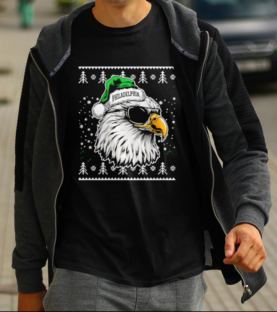 Philadelphia Eagles Mascot Festive Christmas Sweater Ugly Holiday Style T-Shirt