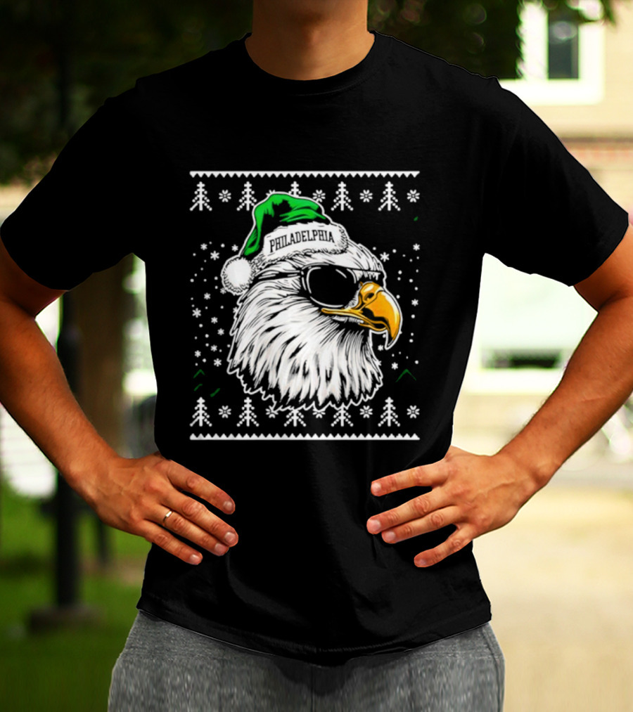 Philadelphia Eagles Mascot Festive Christmas Sweater Ugly Holiday Style T-Shirt