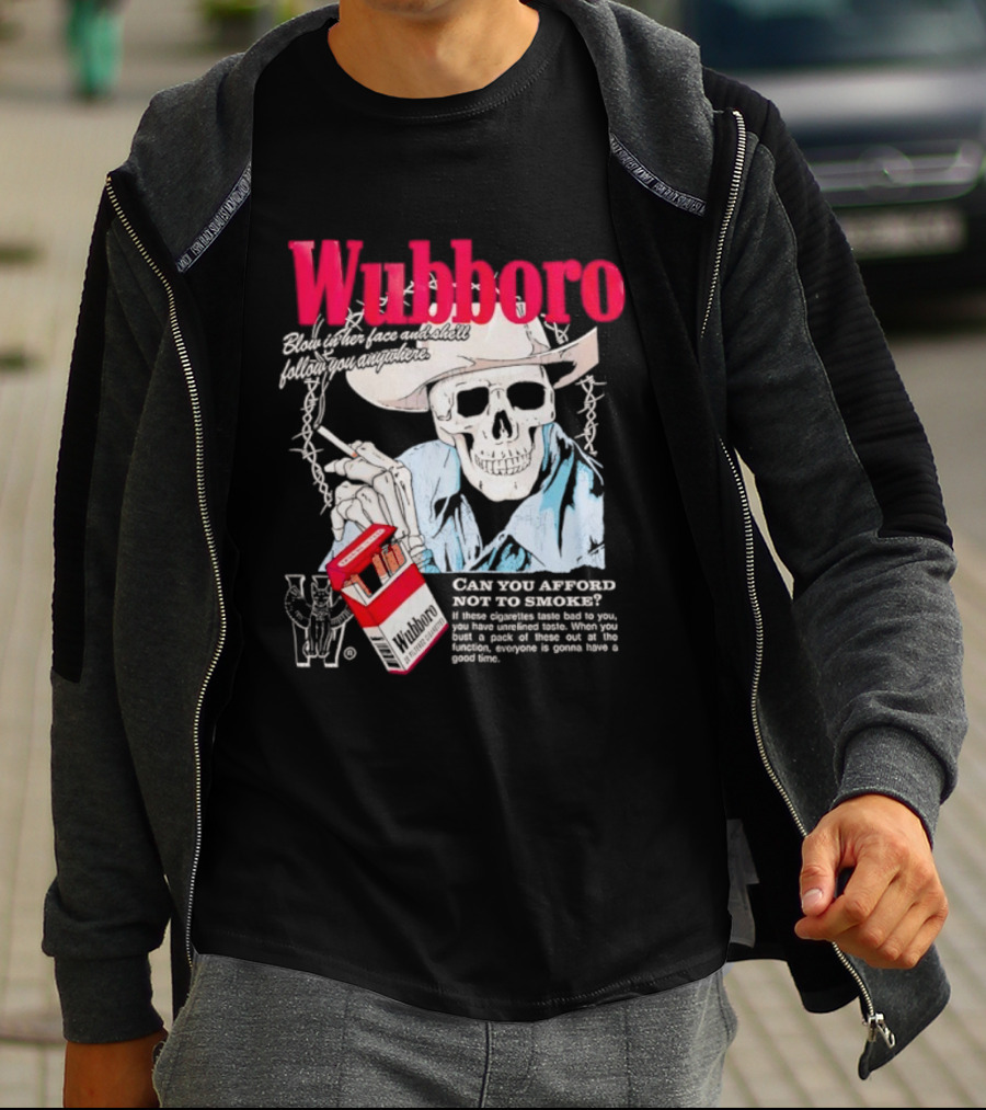 Wubboro Skeleton Cowboy Smoking Satire Can You Afford Not To Smoke T-Shirt