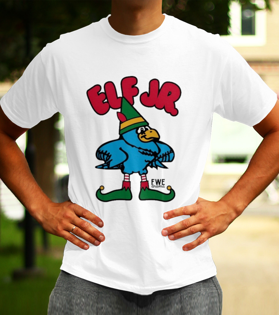 Ft Wright Elf JR Bird In Green Hat And Striped Socks T-Shirt