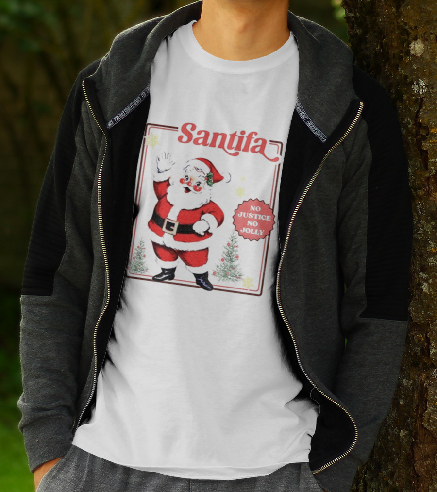 Santifa No Justice No Jolly Vintage Santa Anti Trump Christmas T-Shirt