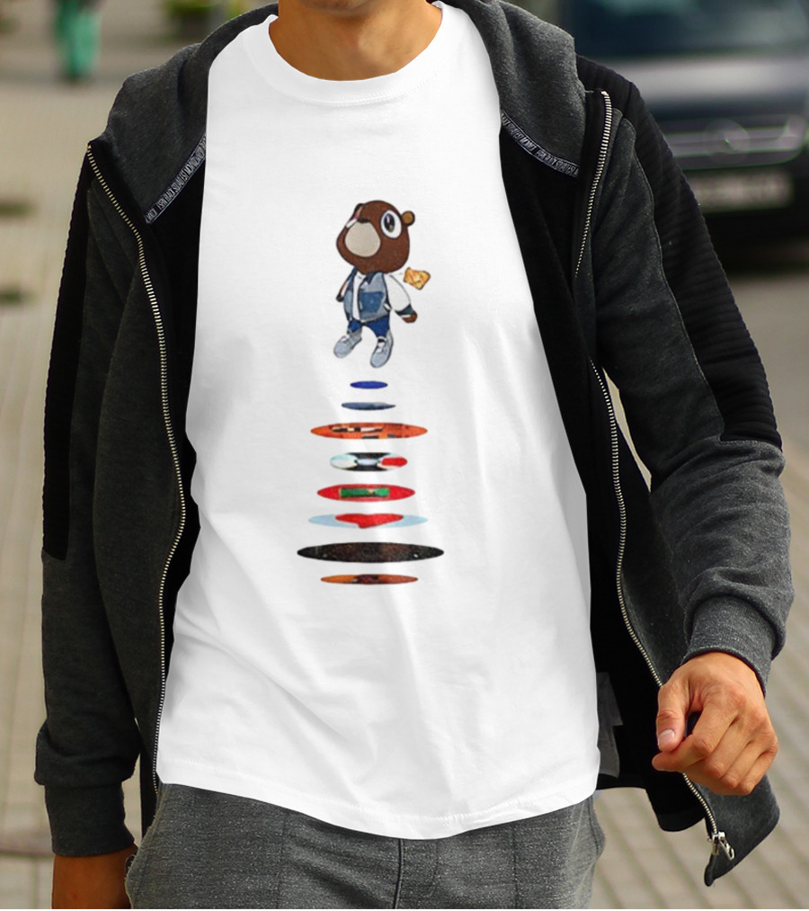 Kan West Bear College Theme Graduation Sneakers Denim Jacket Character T-Shirt