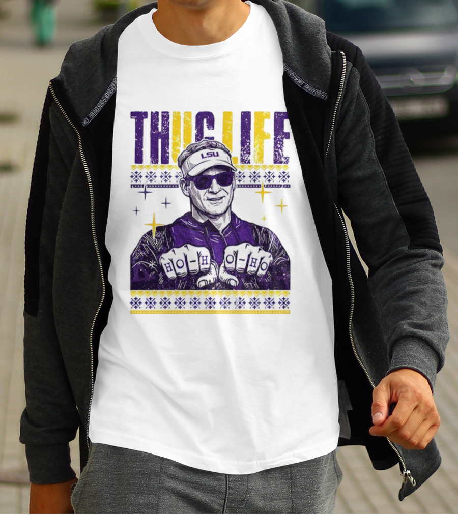 LSU Thug Life Lane Kiffin Ho Ho Ho Christmas Coach T-Shirt