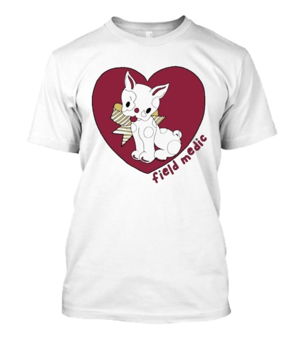 Field Medic Cute Dog Heart Bow Patchwork Style T-Shirt