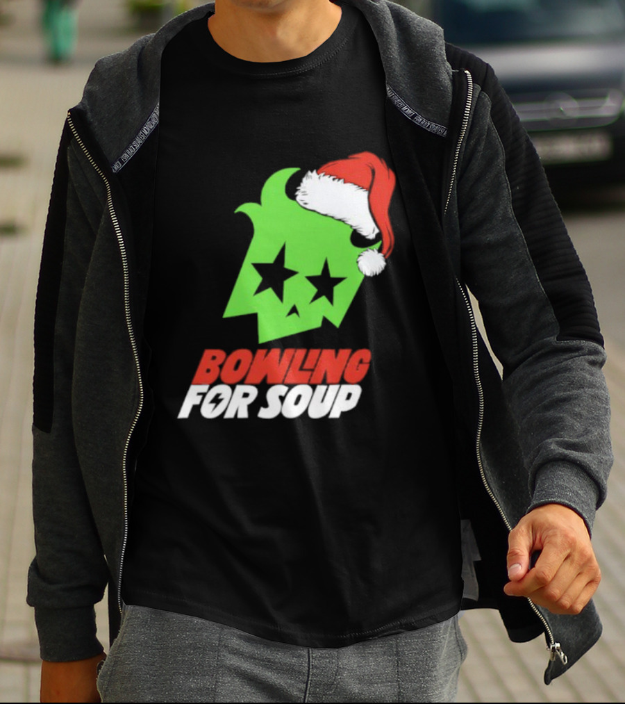Bowling For Soup Xmas Christmas Santa Hat Stars T-Shirt
