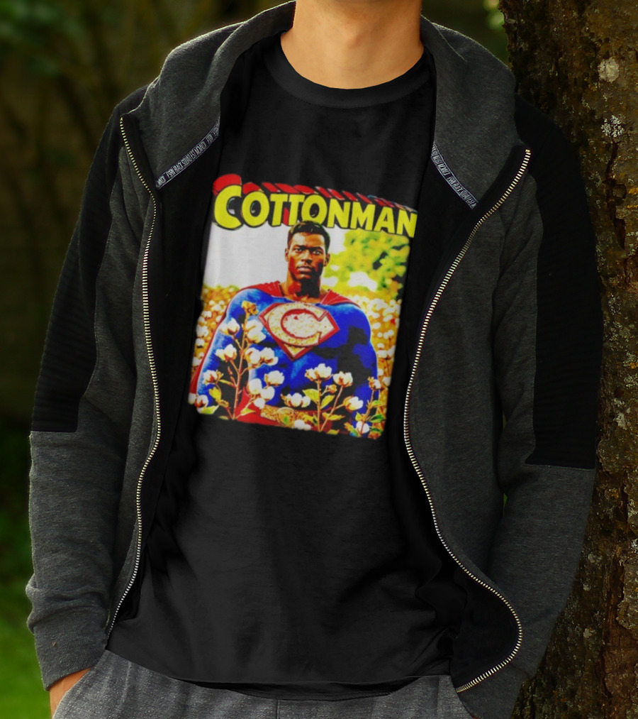 Cottonman Superman Hero In Blooming Cotton Field T-Shirt