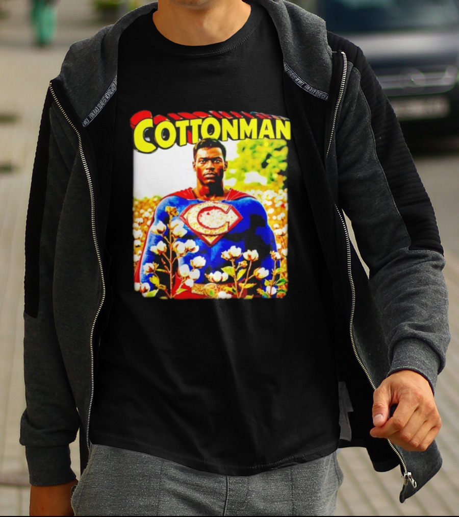 Cottonman Superman Hero In Blooming Cotton Field T-Shirt