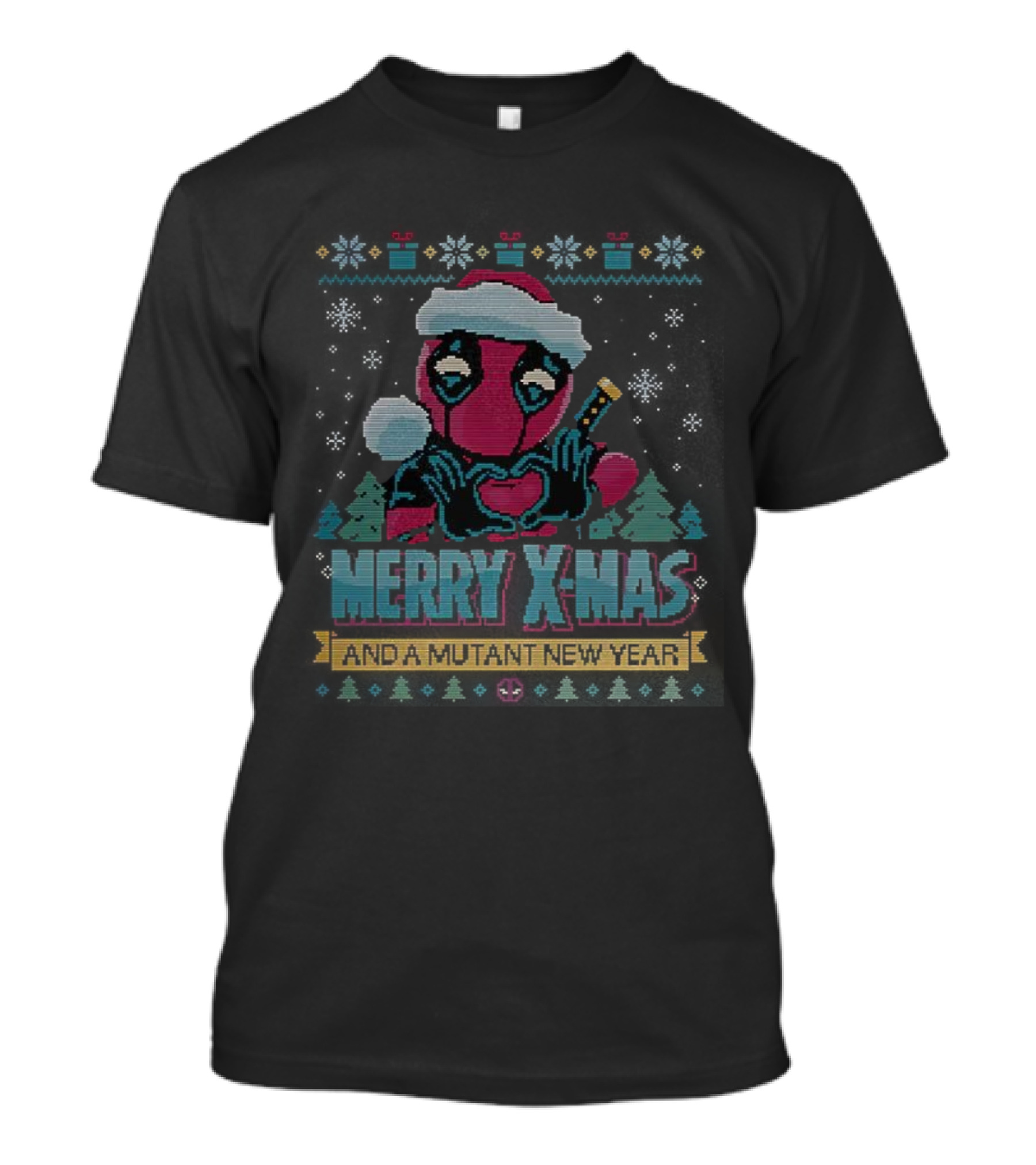 Deadpool Merry Xmas And A Mutant New Year Santa Hat Christmas Sweater T-Shirt