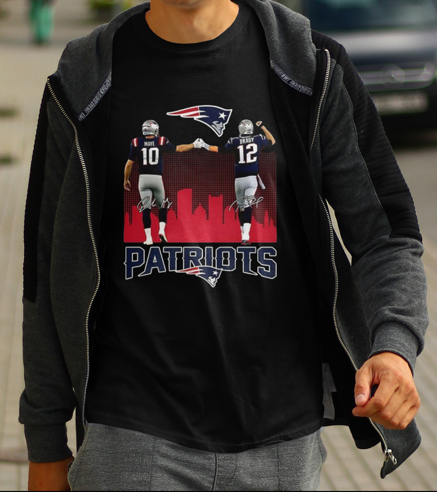 Drake Maye Tom Brady Patriots Signature Team Unity T-Shirt