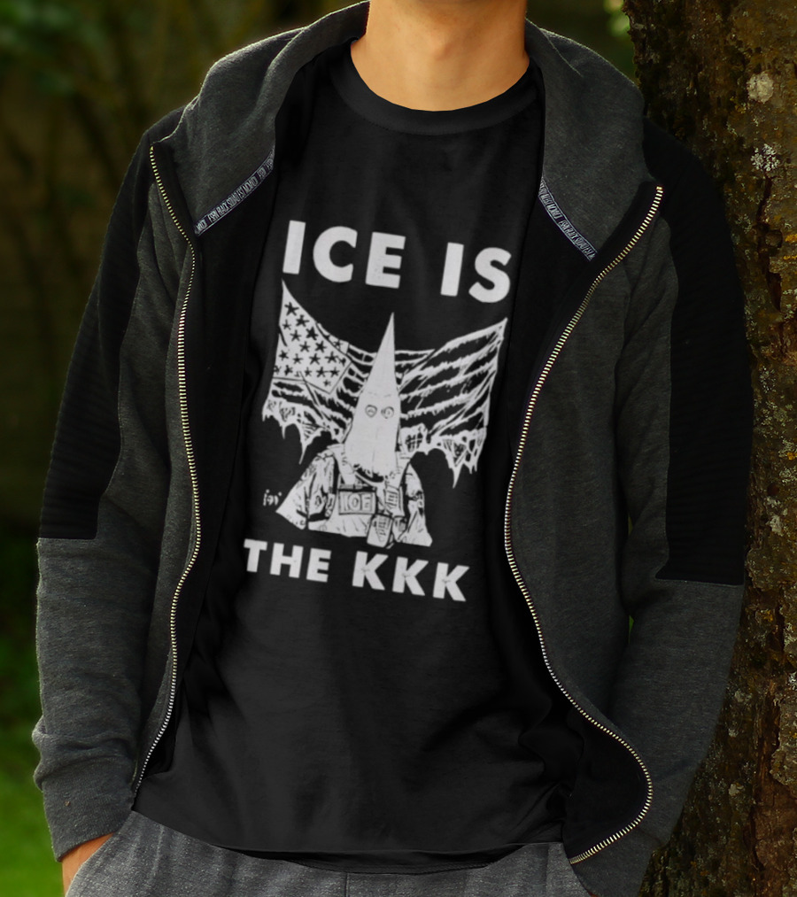 ICE Is The KKK American Flag And Hooded Figure T-Shirt