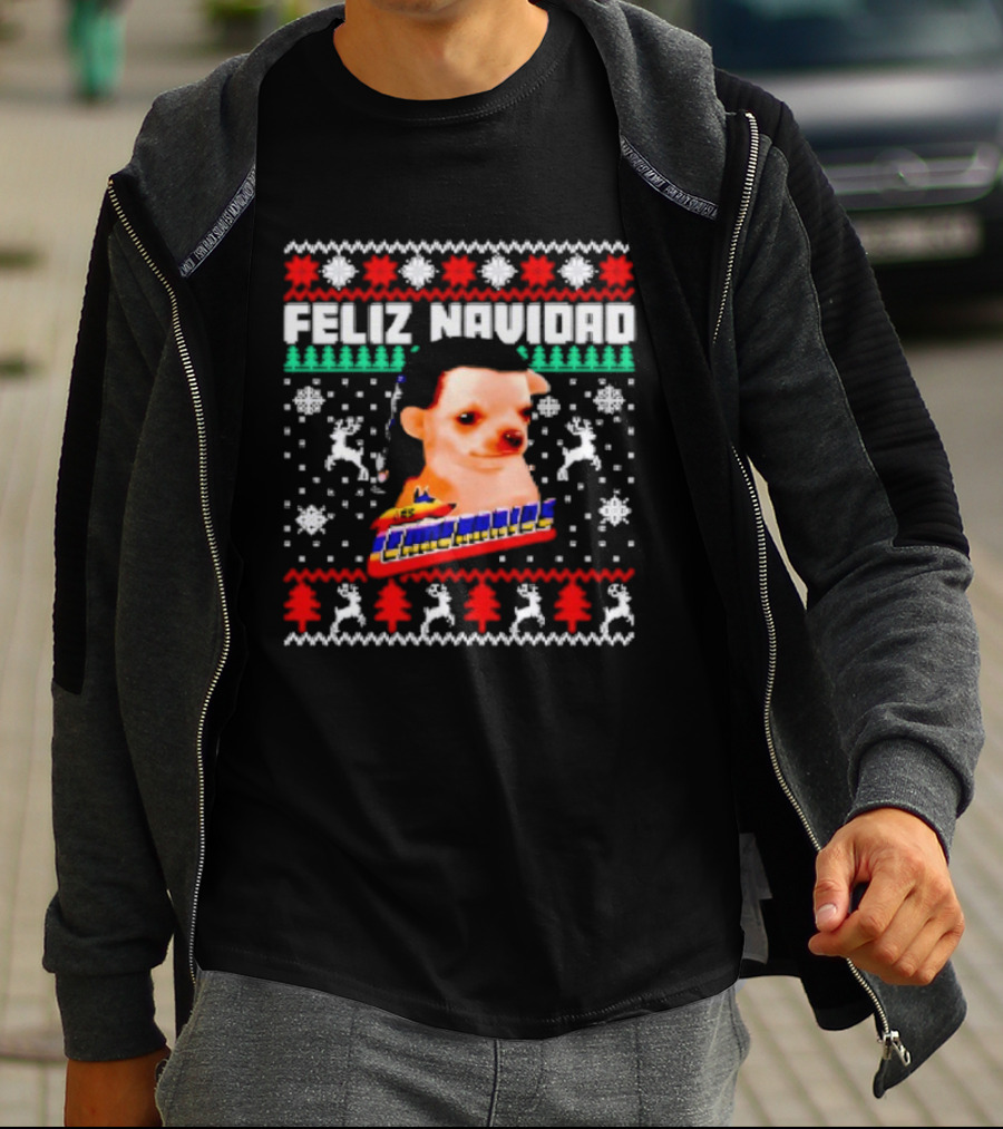 Feliz Navidad Los Temerarios Dog Ugly Christmas Sweater Design T-Shirt