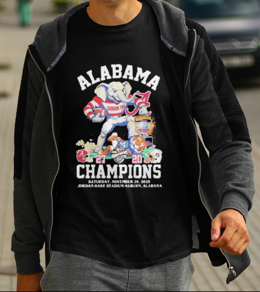 Alabama Crimson Tide Iron Bowl 2025 Champions Vs LSU Tigers 27-20 November 29 Jordan-Hare Stadium T-Shirt