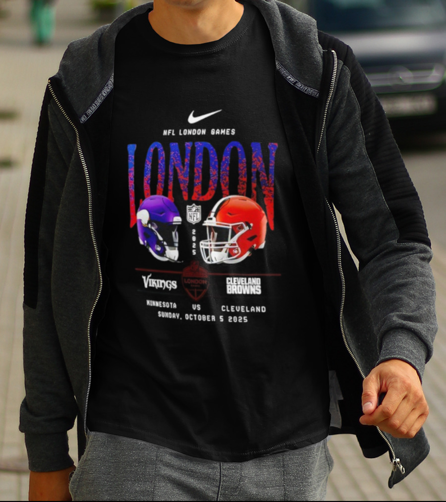NFL London Games Vikings Vs Browns October 5th 2025 Helmets Clash T-Shirt