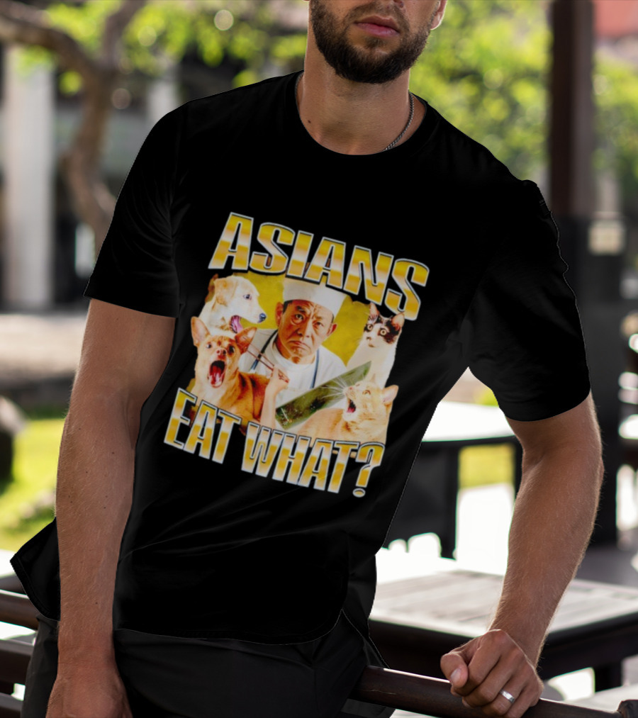 Asians Eat What Chef With Knife And Surprised Cats T-Shirt