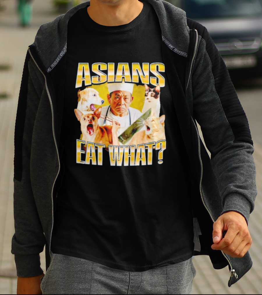 Asians Eat What Chef With Knife And Surprised Cats T-Shirt