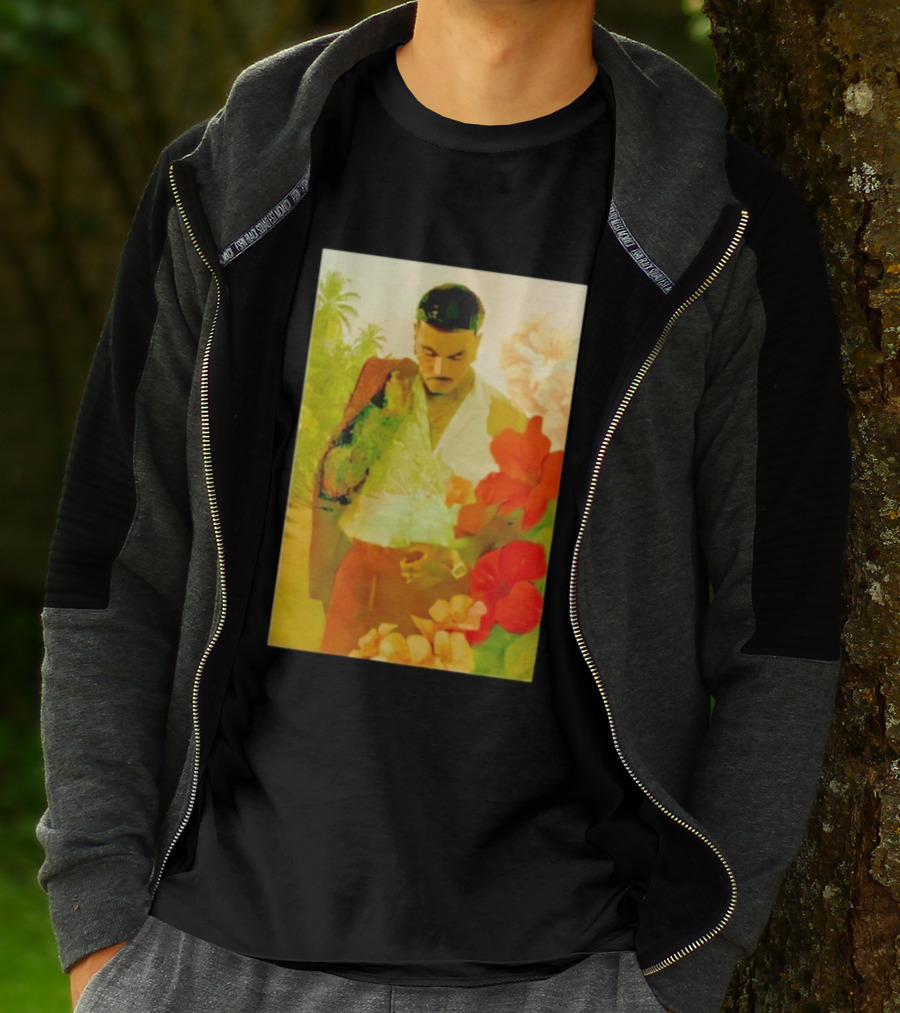 Rauw Alejandro Tropical Floral Portrait With Suit And Flowers T-Shirt