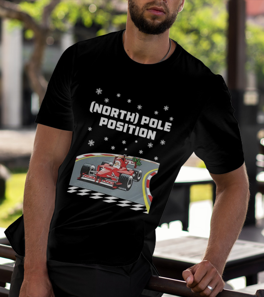 Santa Claus Christmas North Pole Racing Formula 1 T-Shirt